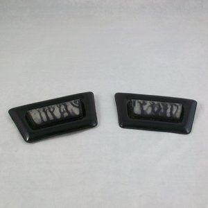 Vintage Black Gray Marble Plastic and Vinyl Buckle Style Shoe Clips